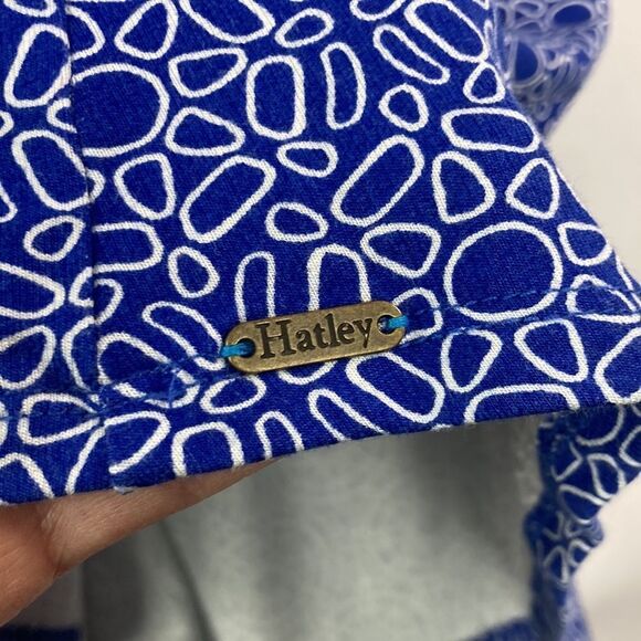 Hatley 3/4 length split sleeve blue and white sun pattern dress with teal Med - Picture 8 of 9